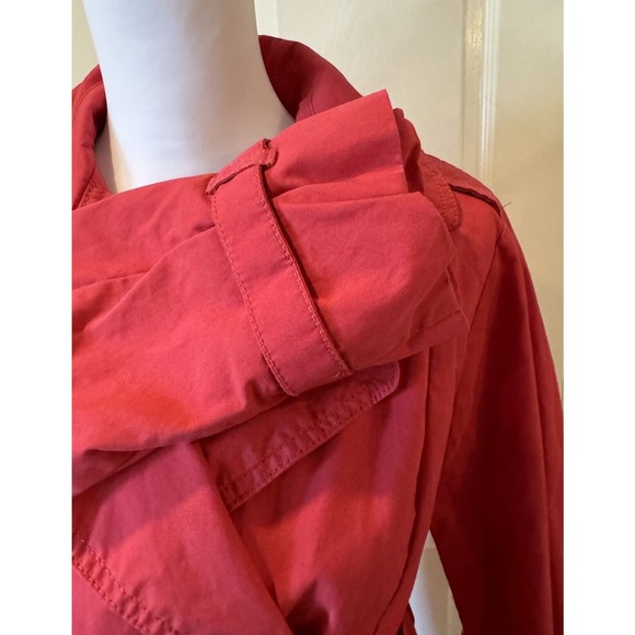 Gap Womens Trench Coat Double Breasted Belted Hot Pink Size M Spring Jacket - Picture 8 of 15